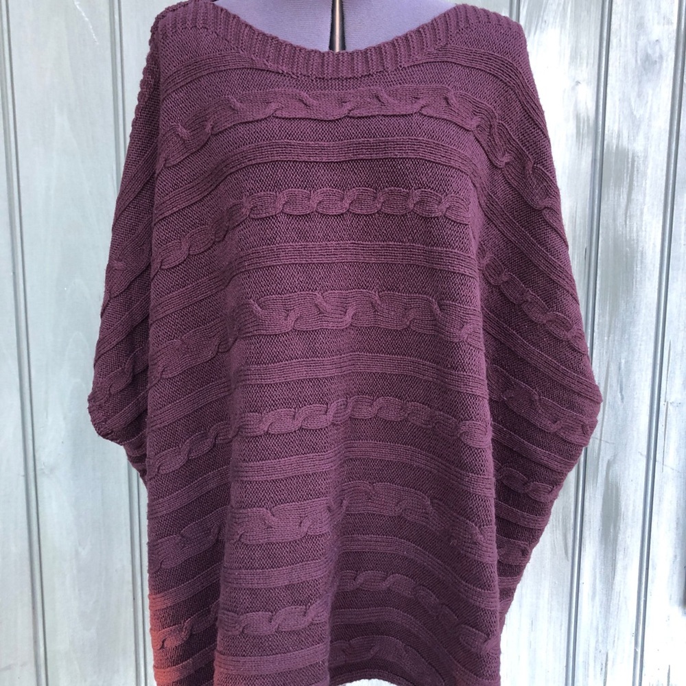 Burgundy Sweater Poncho